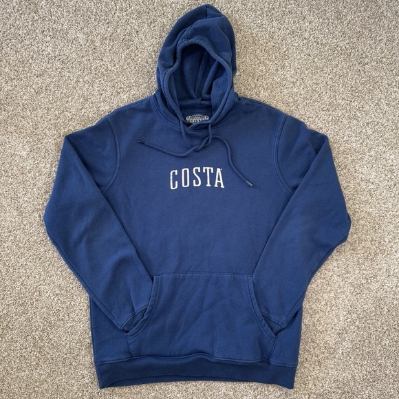 Costa Del Mar Size S Born On The Water Blue Drawstring Kangaroo Pouch Hoodie - Picture 2 of 8